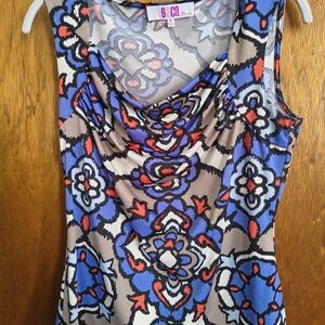 9 & Co. Women's Blue and Red Patterned Blouse